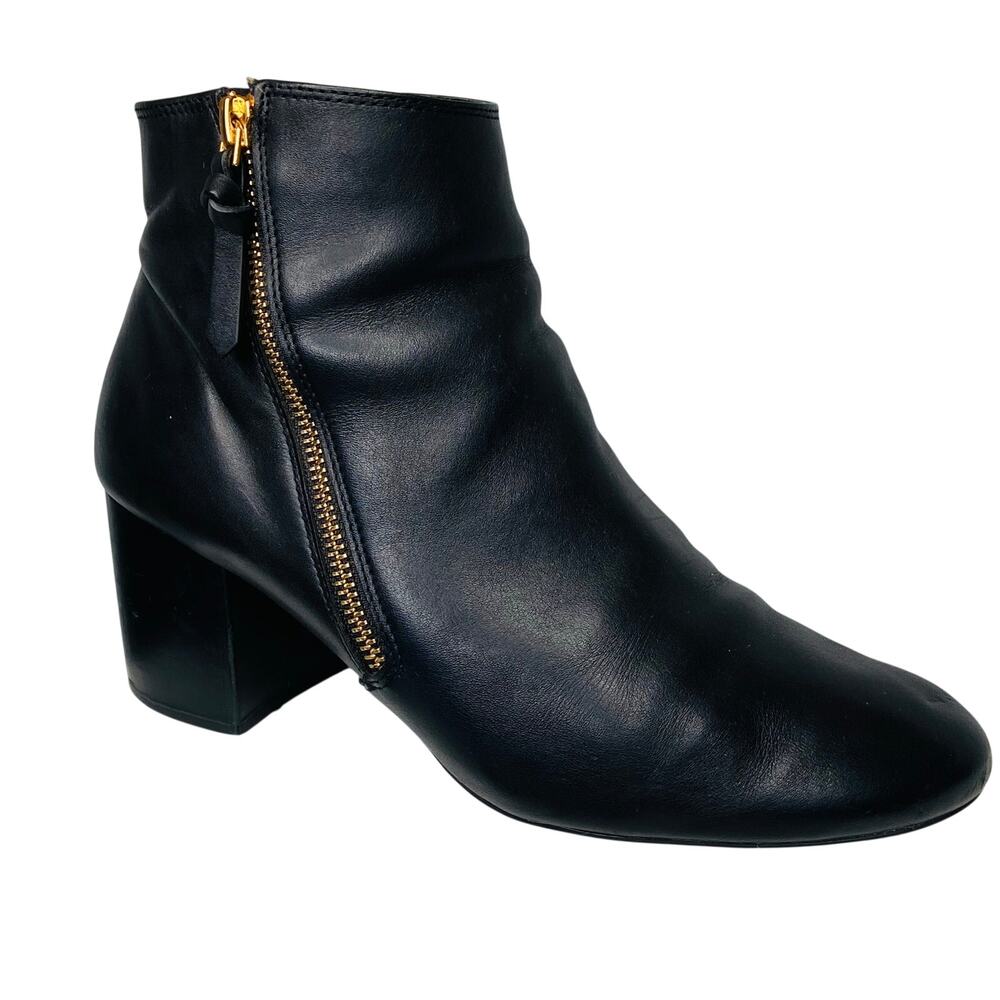 Cole Hann Saylor Grand II Ankle Bootie Women Sz 11 Black Leather Heel Block
